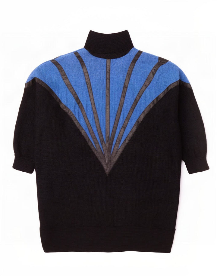 Vintage damski sweter oversize o przedłużonym kroju UK 14, średni czarny
