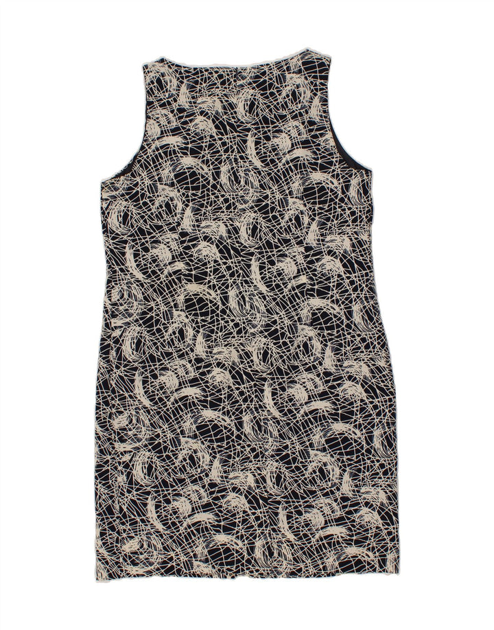 VINTAGE Womens Abstract Pattern Sheath Dress UK 14 Medium Navy Blue Vintage Vintage and Second-Hand Vintage from Messina Hembry 