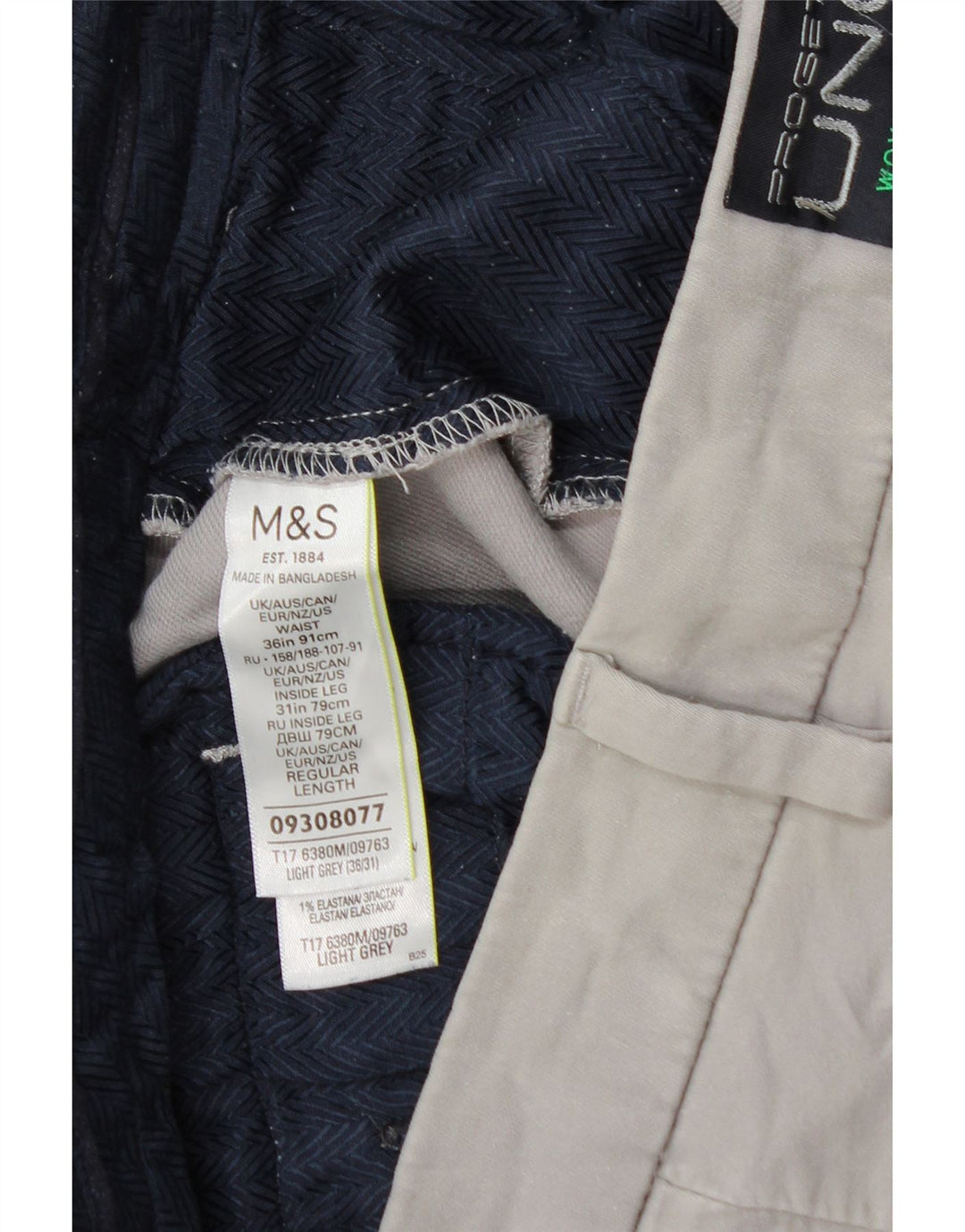 Męskie spodnie chino o regularnym kroju Marks & Spencer W36 L31 Szara bawełna