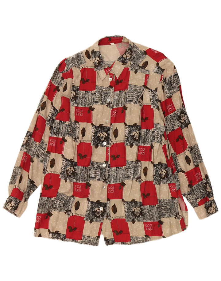 Damska bluzka koszulowa VINTAGE UK 20 2XL Wielokolorowa wiskoza w kwiaty