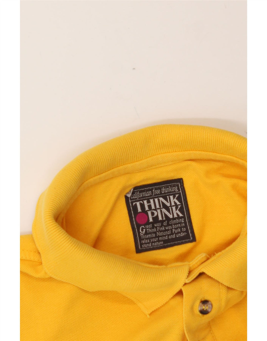 THINK PINK Mens Polo Shirt Small Yellow Vintage Think Pink and Second-Hand Think Pink from Messina Hembry 
