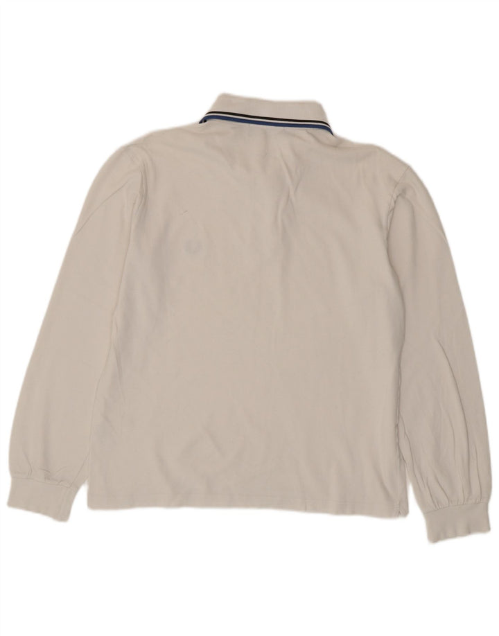 Męska koszulka polo z długim rękawem Fred Perry, średnia biała bawełna