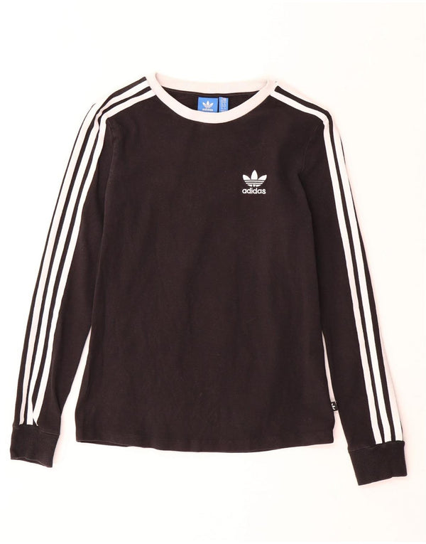 Damski top ADIDAS z długim rękawem UK 10, mały, czarny, bawełniany