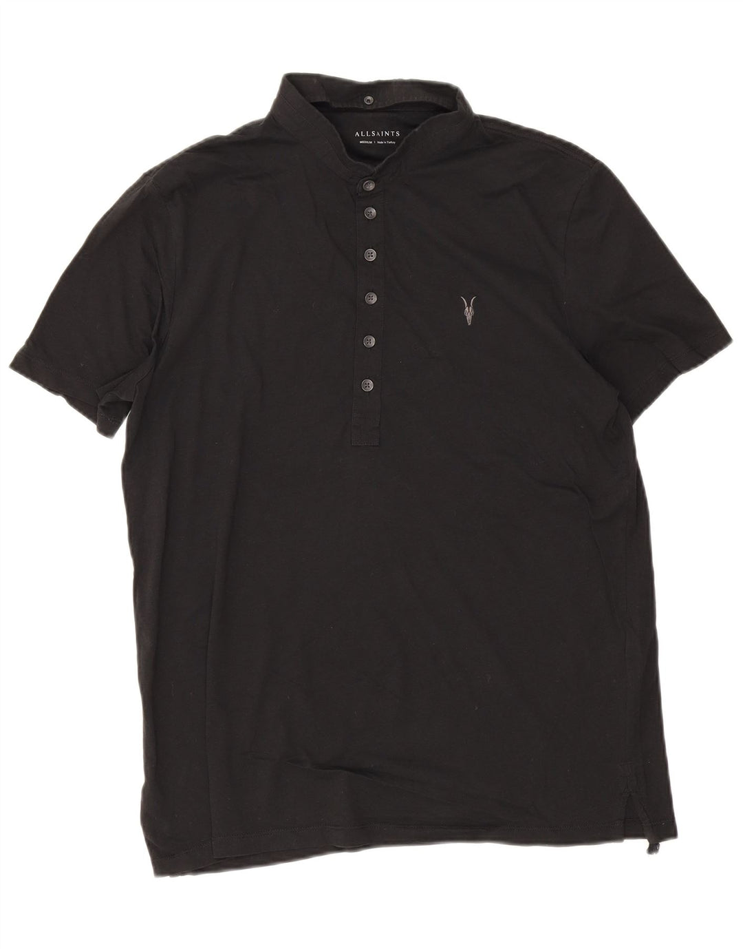 Męska koszulka polo All Saints, średnia czarna, bawełniana