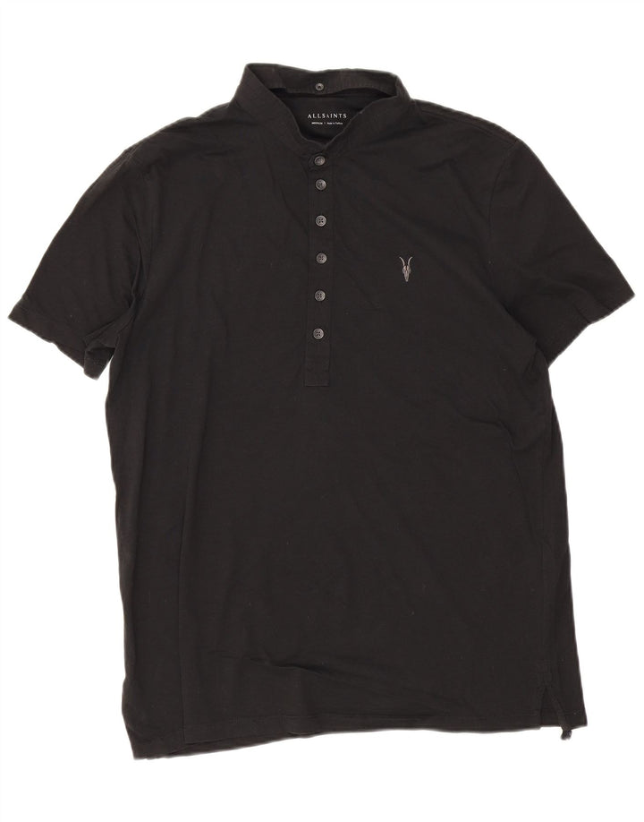 Męska koszulka polo All Saints, średnia czarna, bawełniana