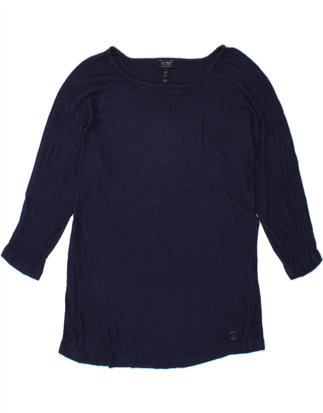 ARMANI JEANS Womens Top 3/4 Sleeve US 10 Large Navy Blue Viscose Vintage Armani Jeans and Second-Hand Armani Jeans from Messina Hembry 