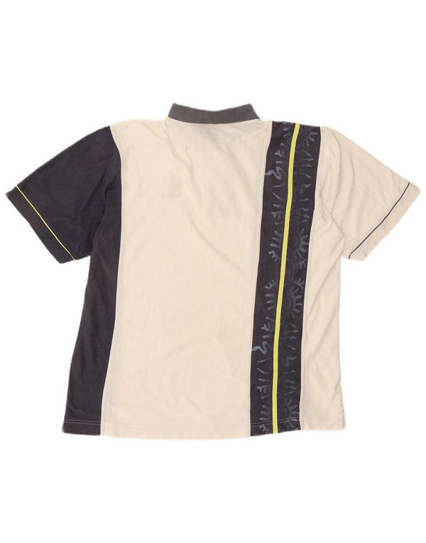 Męska koszulka polo do rugby LOTTO UK 40/42, duży, biały poliester z blokami kolorów