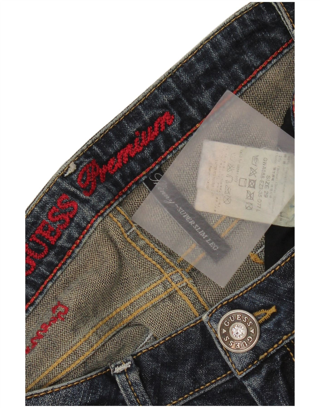 Guess Damskie Super Slim Skinny Jeans W29 L32 Niebieskie bawełniane