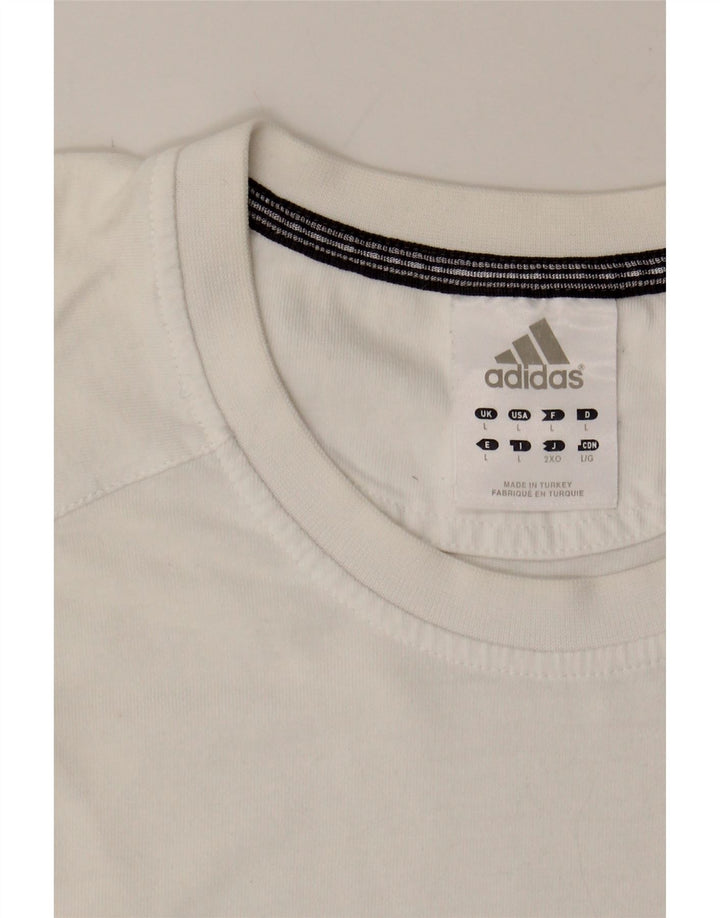 ADIDAS Mens T-Shirt Top Large White Cotton Vintage Adidas and Second-Hand Adidas from Messina Hembry 
