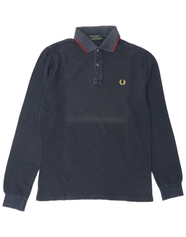 Męska koszulka polo z długim rękawem Fred Perry, średnia, granatowa, bawełniana