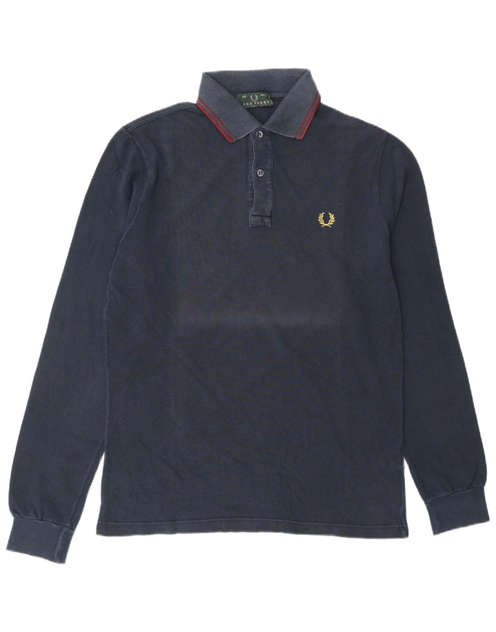 Męska koszulka polo z długim rękawem Fred Perry, średnia, granatowa, bawełniana