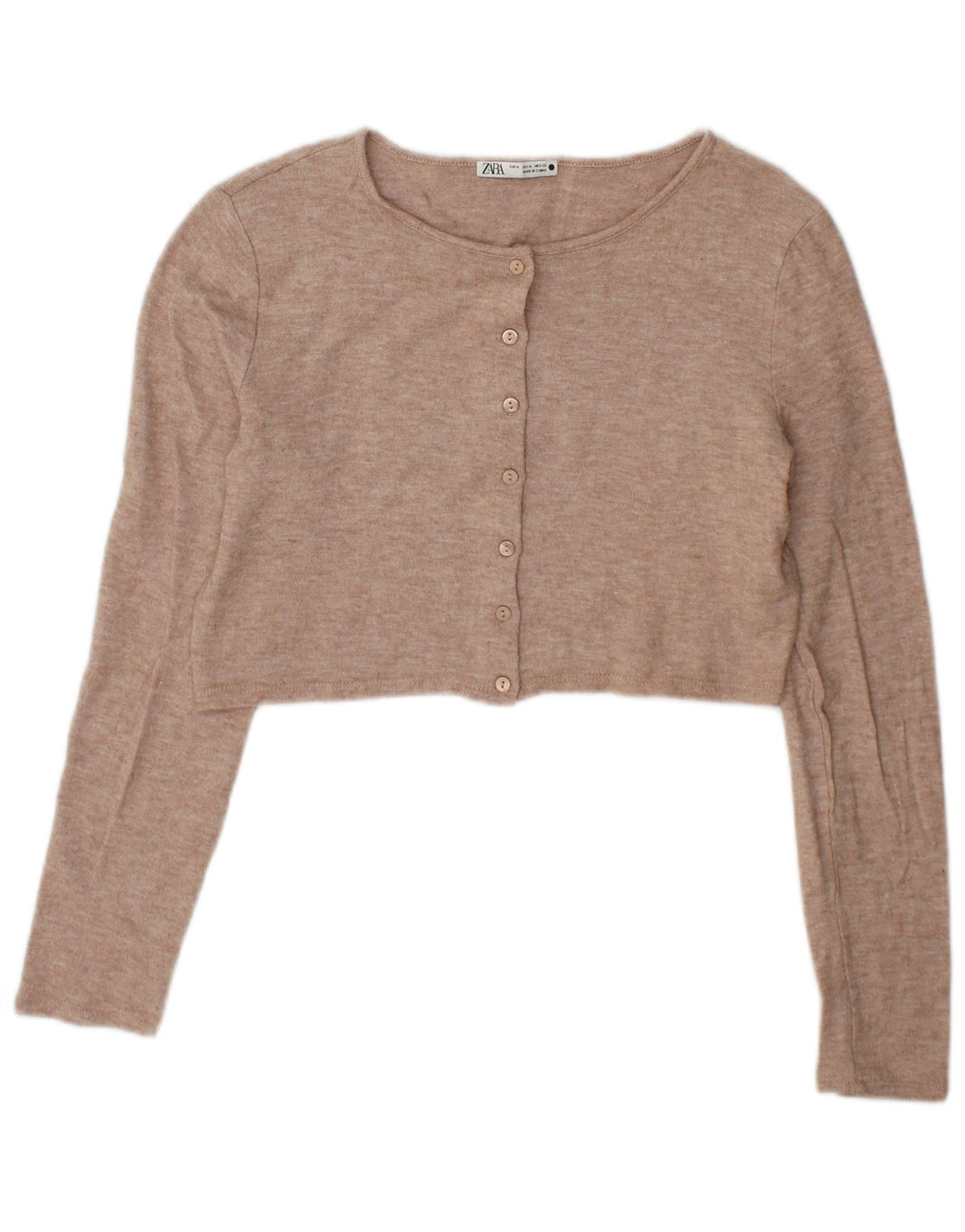 Sweter damski Zara Crop Cardigan UK 14 Średni Beżowy Wiskoza