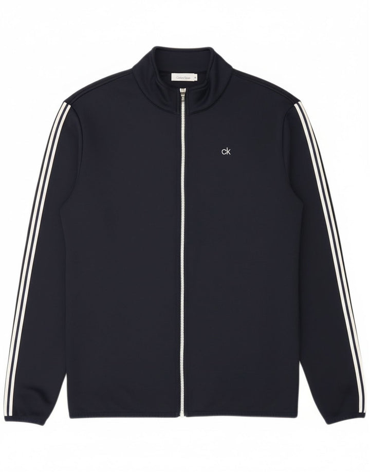 Męska kurtka dresowa Calvin Klein, duża, poliestrowa w granatowe paski