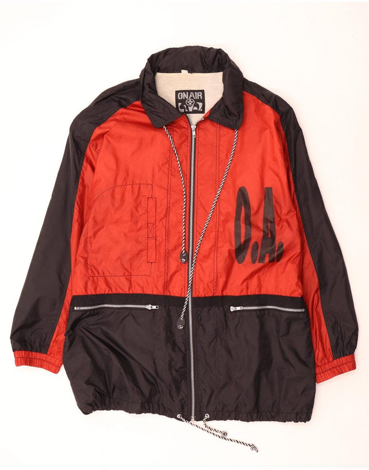 Męska kurtka przeciwdeszczowa w stylu vintage, UK 42 XL, czerwony, blokowy poliamid
