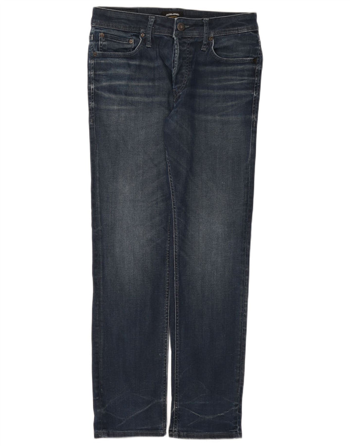 Męskie proste dżinsy Jack & Jones W32 L32 Niebieskie bawełniane