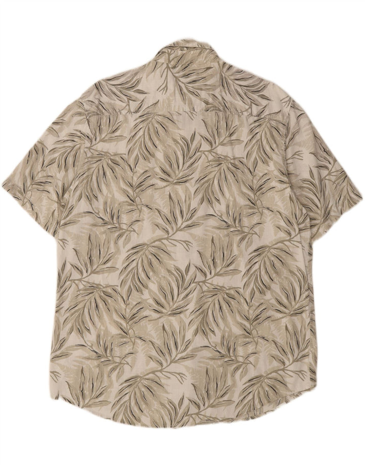 CHAPS Mens Abstract Pattern Short Sleeve Shirt Large Beige Cotton Vintage Chaps and Second-Hand Chaps from Messina Hembry 