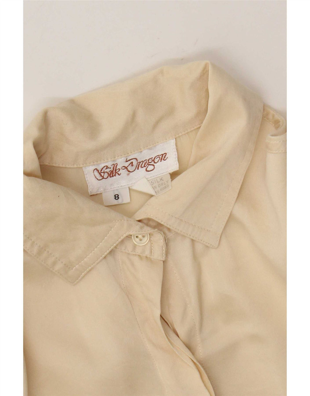 Koszula damska oversize w stylu vintage UK 8 Small Beżowy jedwab