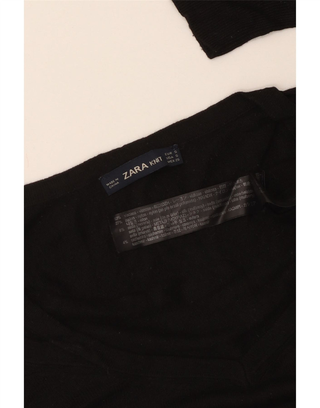 Damski sweter oversize z dekoltem w kształcie litery V ZARA UK 10 Small, czarna wiskoza