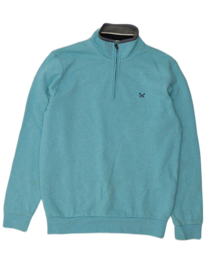 Crew Clothing Męska bluza z zamkiem błyskawicznym, średnioniebieska, bawełniana