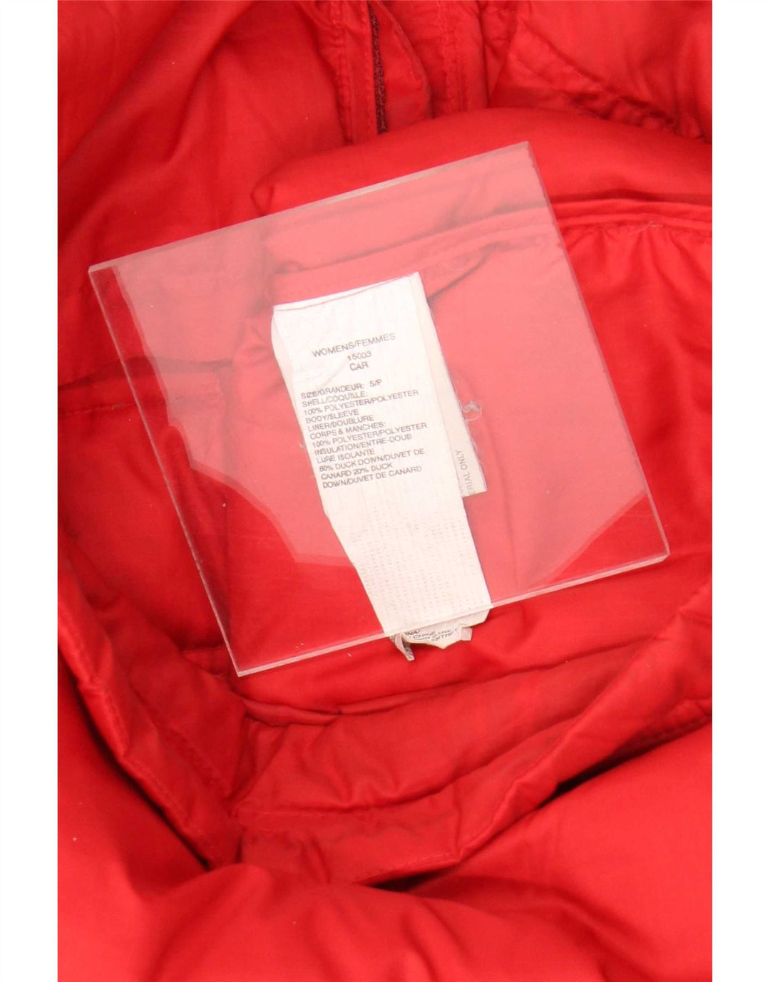 Damska, oversize'owa kurtka puchowa Woolrich UK 10, mała, czerwona, poliester