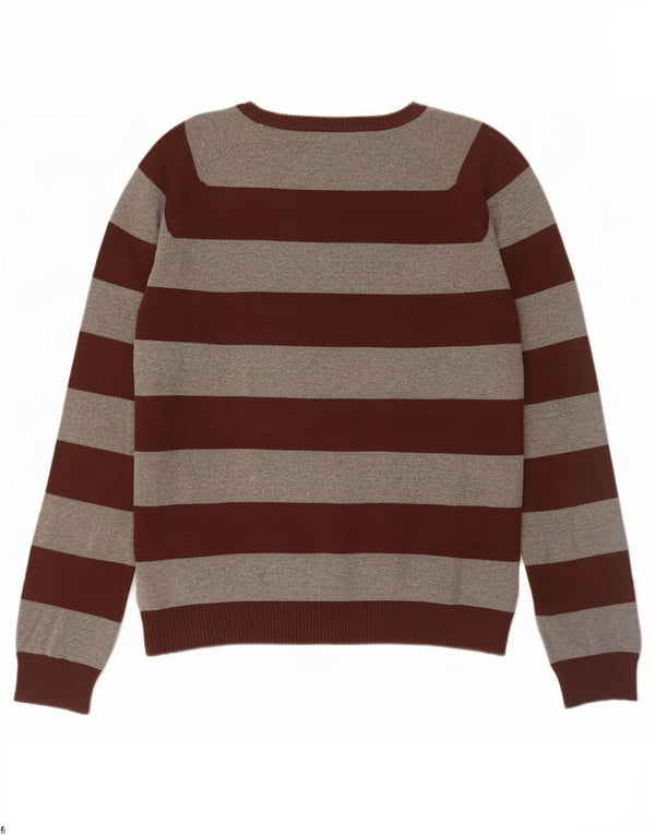 Damski sweter Zara z dekoltem w kształcie litery V, UK 14, duży, bawełniany w szare paski