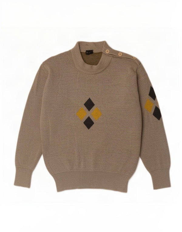 Ermenegildo Zegna Męski sweter zapinany na guziki XS Szary Argyle/Diament