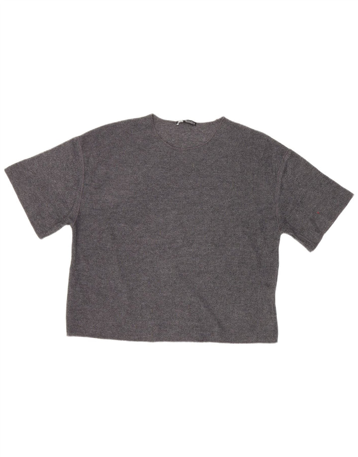 Damska koszulka oversize Zara Top UK 10 Small, szary poliester