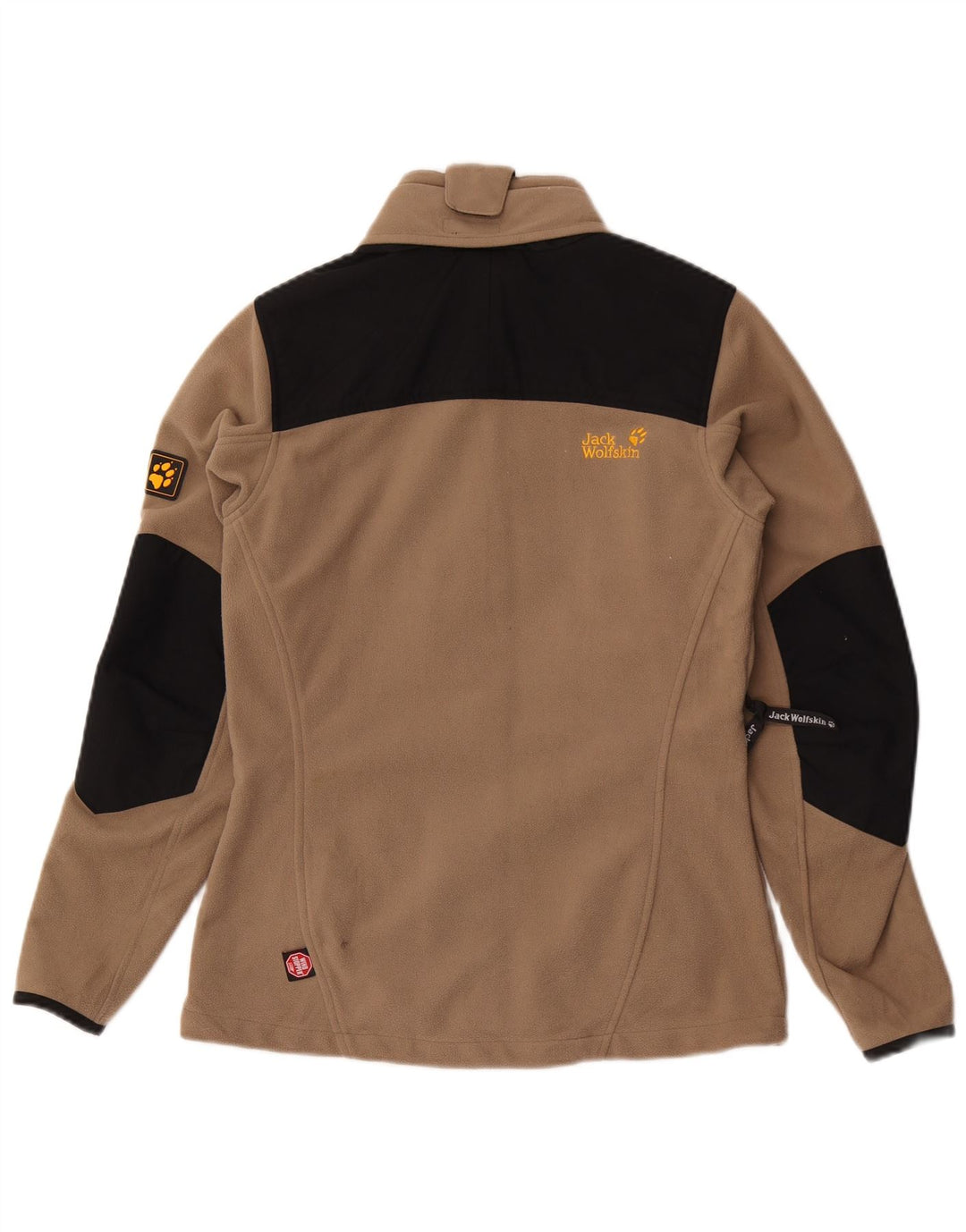Damska kurtka polarowa JACK WOLFSKIN UK 10, mała, brązowa, z poliestru w blokach kolorów