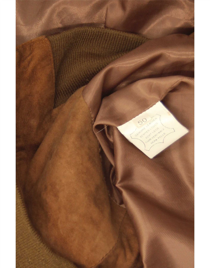 Vintage męska kurtka bomber zamszowa IT 50 duża brązowa skóra