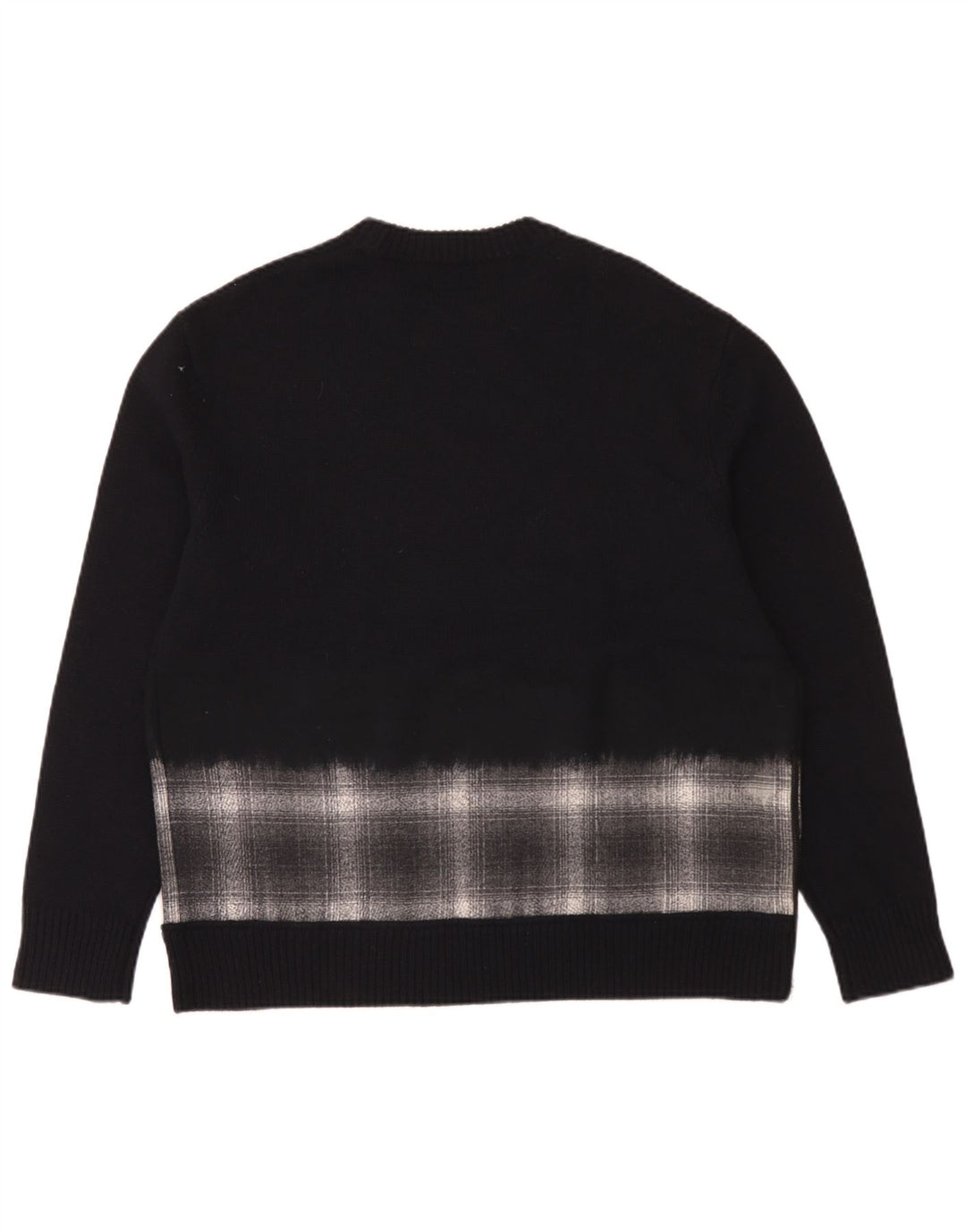 Męski sweter oversize All Saints z okrągłym dekoltem, średni granatowy w kratkę