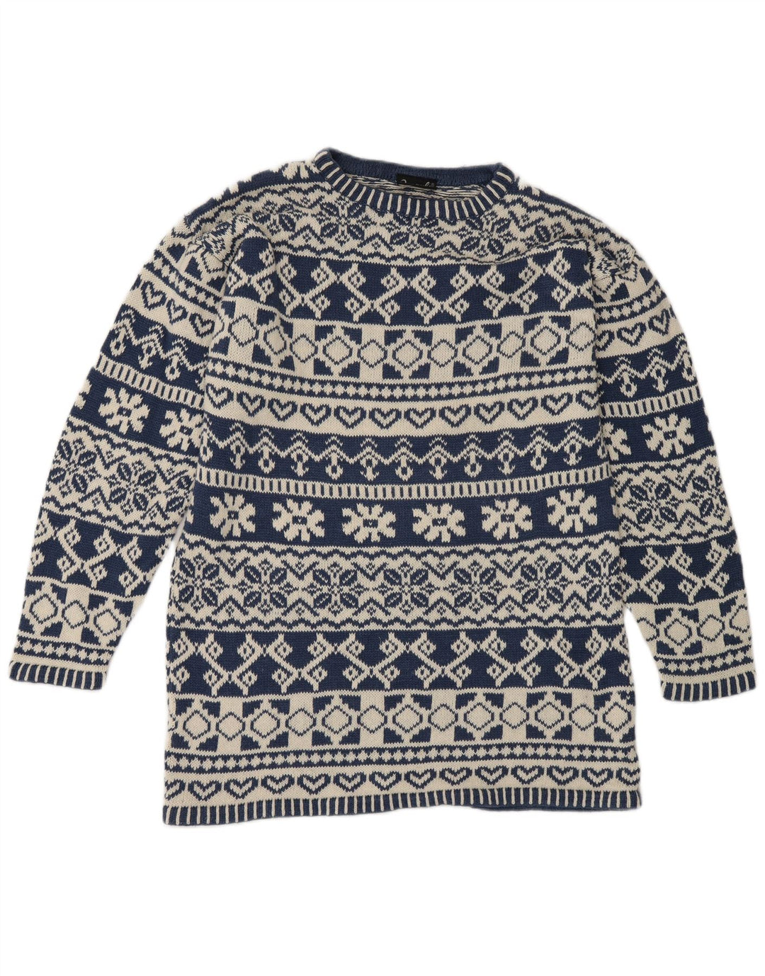 Męski sweter z okrągłym dekoltem Impuls, mały niebieski Fair Isle Ramie