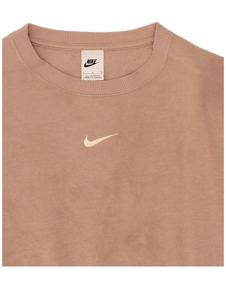 Damski sweter oversize NIKE Crop, UK 16, duży, różowy, bawełniany