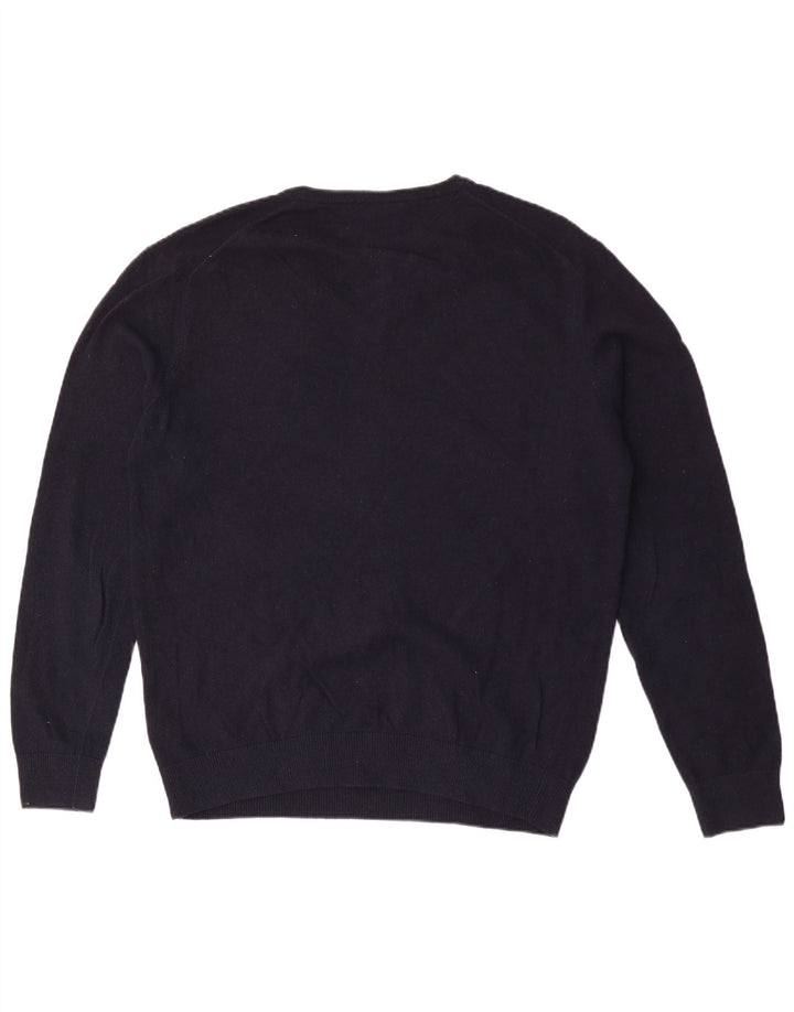 Lacoste Męski sweter z dekoltem w kształcie litery V, rozmiar 5, duży, granatowy, wełniany