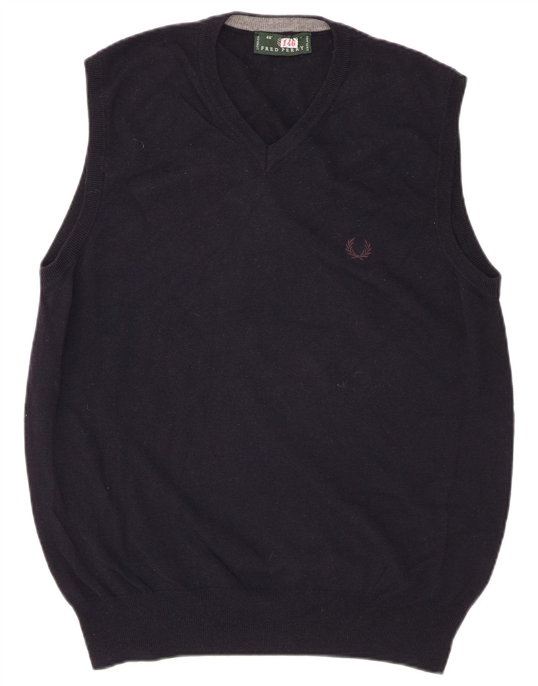 Męski podkoszulek Fred Perry z kamizelką, duży, granatowy, wełniany