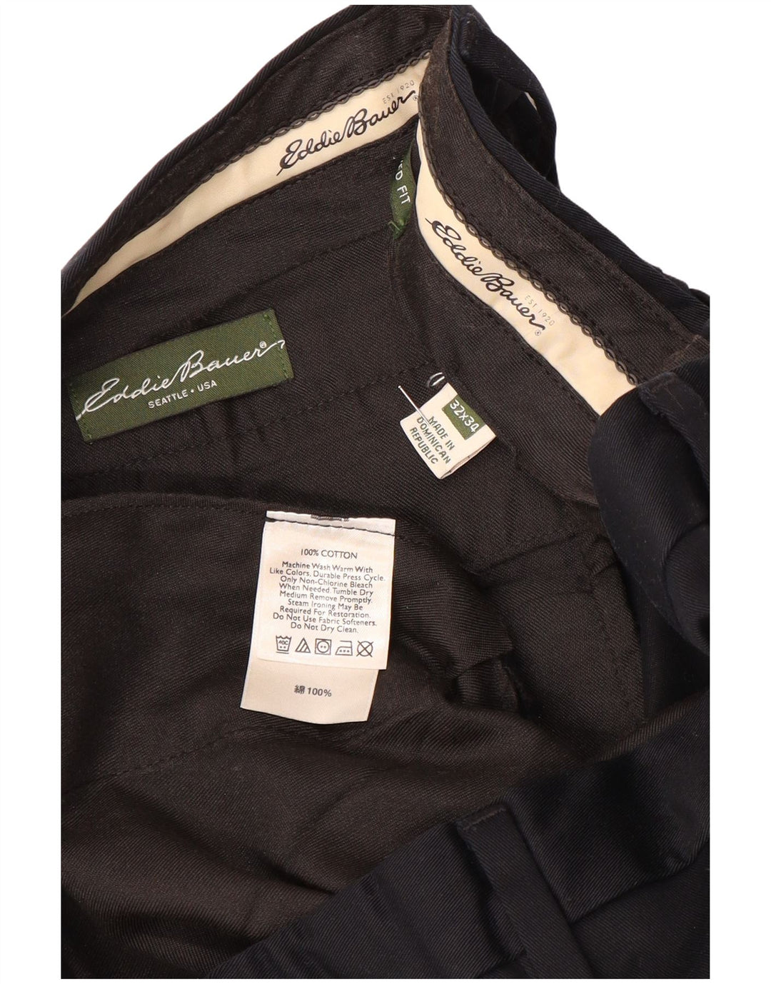 Męskie proste spodnie chino EDDIE BAUER W32 L34 Czarna bawełna