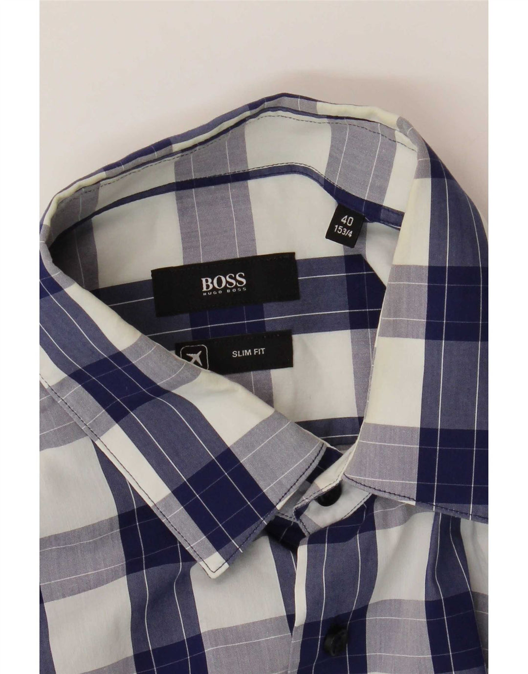 Koszula męska Hugo Boss Slim Fit, rozmiar 40 15 3/4, średnia niebieska kratka