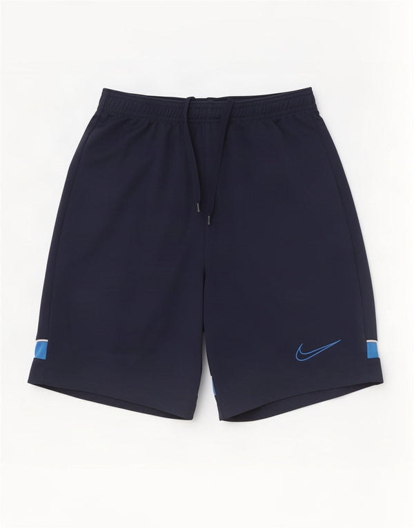 Chłopięce spodenki sportowe Nike Dri Fit w wieku 12-13 lat, duże, granatowe, z blokami kolorów