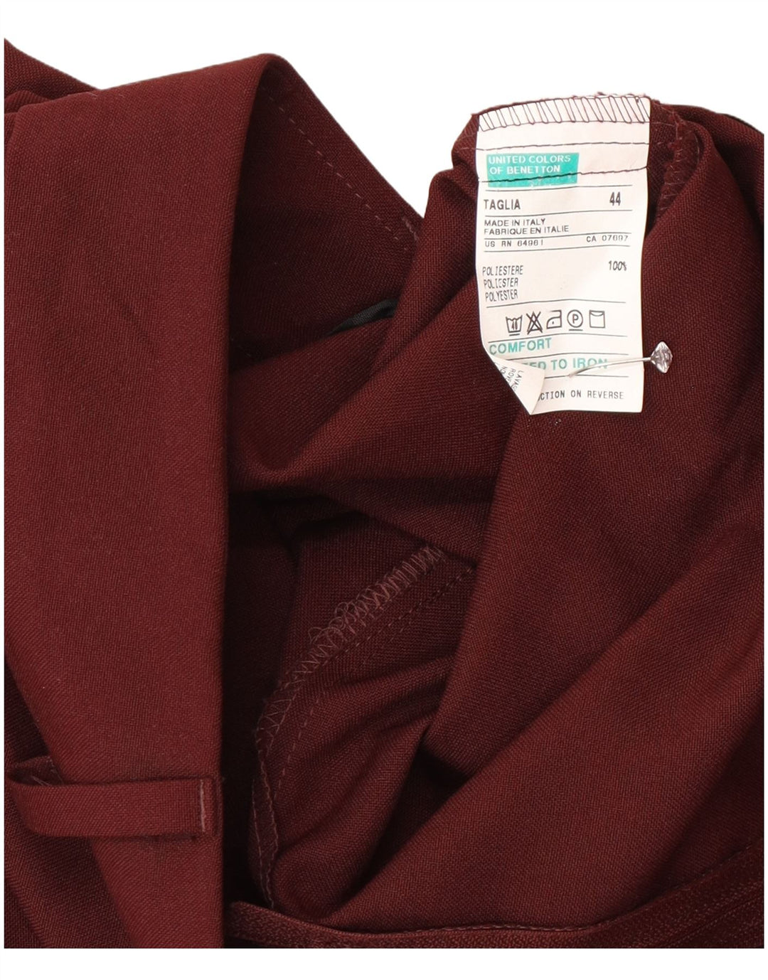 Damska spódnica midi Benetton IT 44 Medium W28 Burgundowy poliester