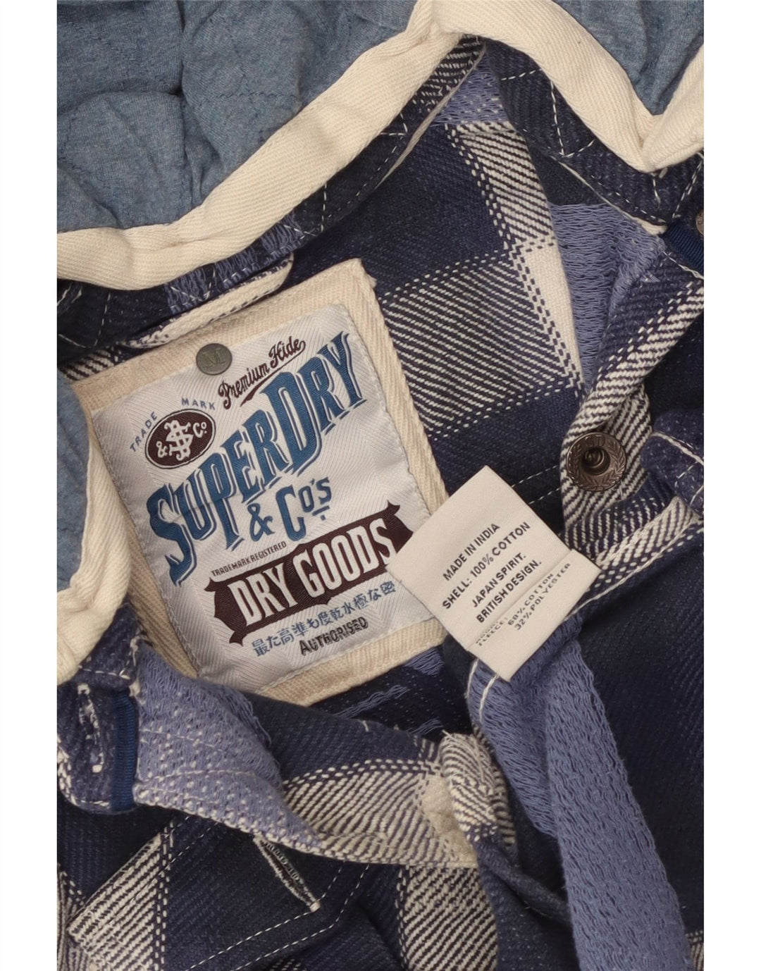 Męska koszula flanelowa z kapturem drwal Superdry w średnią niebieską kratę Aztec