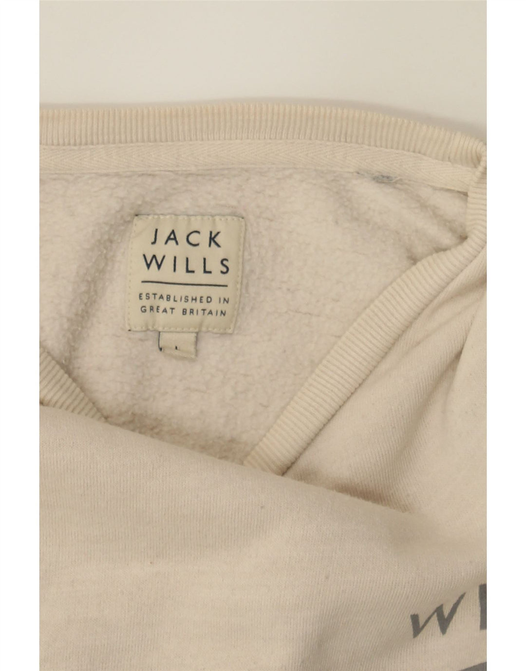 JACK WILLS Mens Sweatshirt Jumper Large Off White Cotton Vintage Jack Wills and Second-Hand Jack Wills from Messina Hembry 
