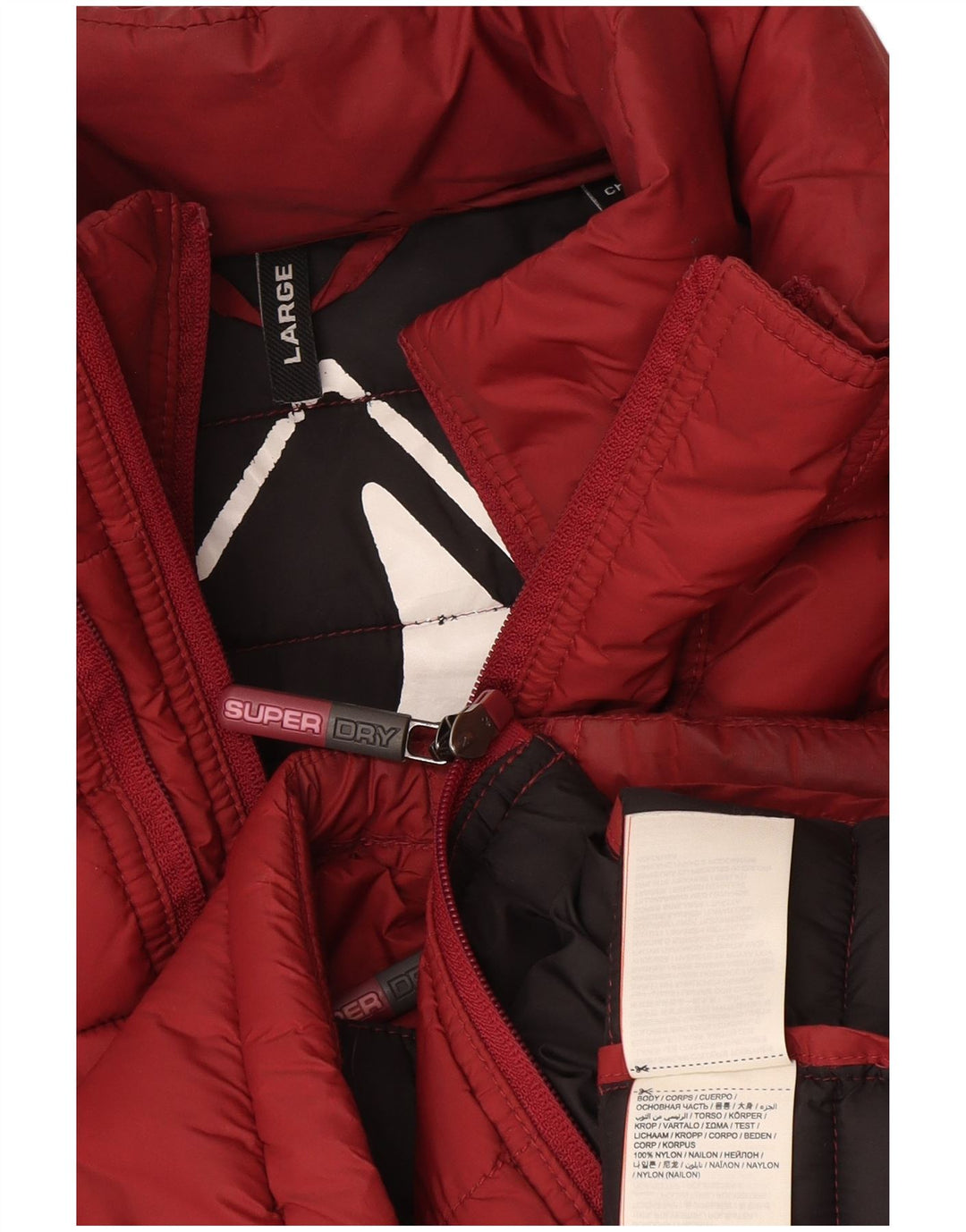 Męska ocieplana kurtka Superdry UK 40, duża, bordowa, nylonowa