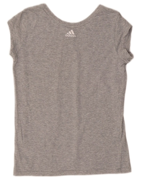Damska koszulka graficzna Adidas Top UK 10, mała, szara bawełna