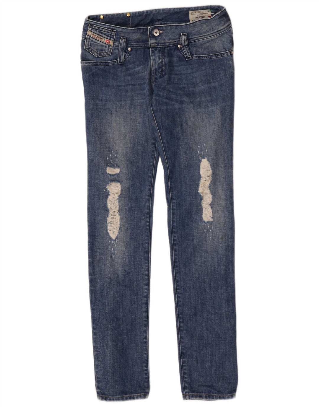 Diesel Damskie Matic Distressed Slim Jeans W26 L32 Niebieskie bawełniane