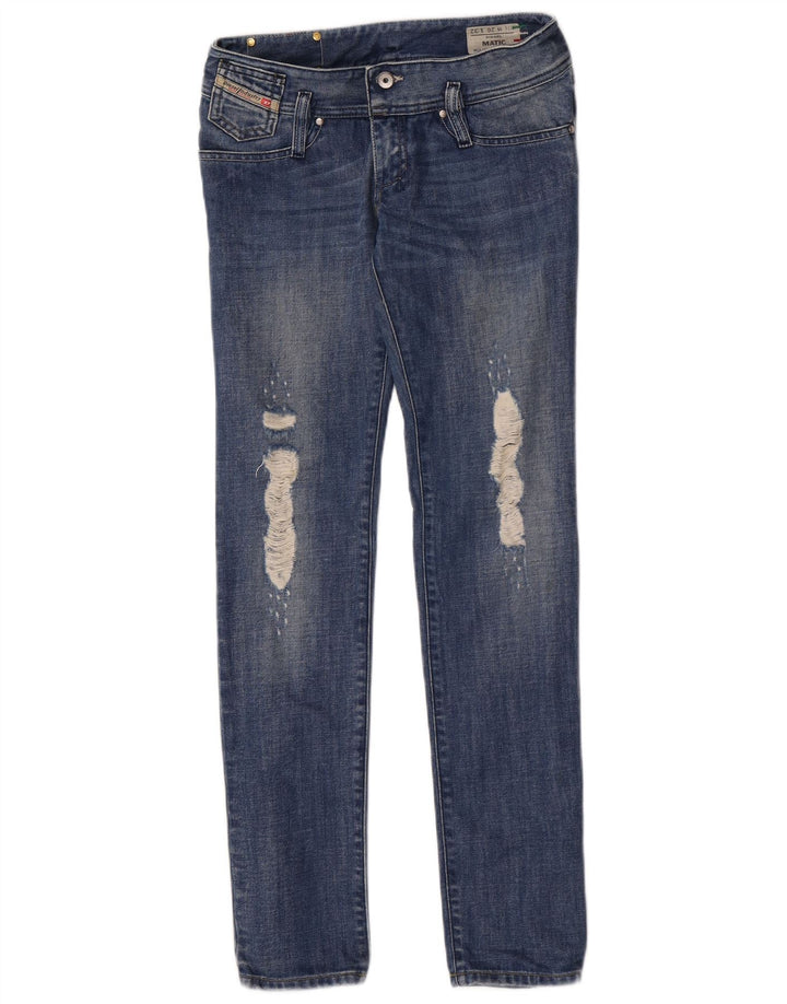 Diesel Damskie Matic Distressed Slim Jeans W26 L32 Niebieskie bawełniane