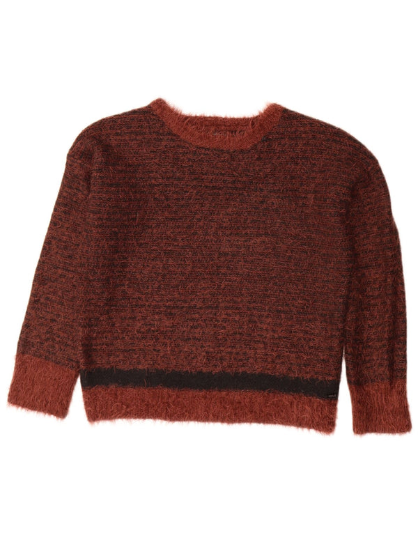 Damski sweter z dekoltem w łódkę Replay UK 10 Mały, brązowy, nakrapiany akryl