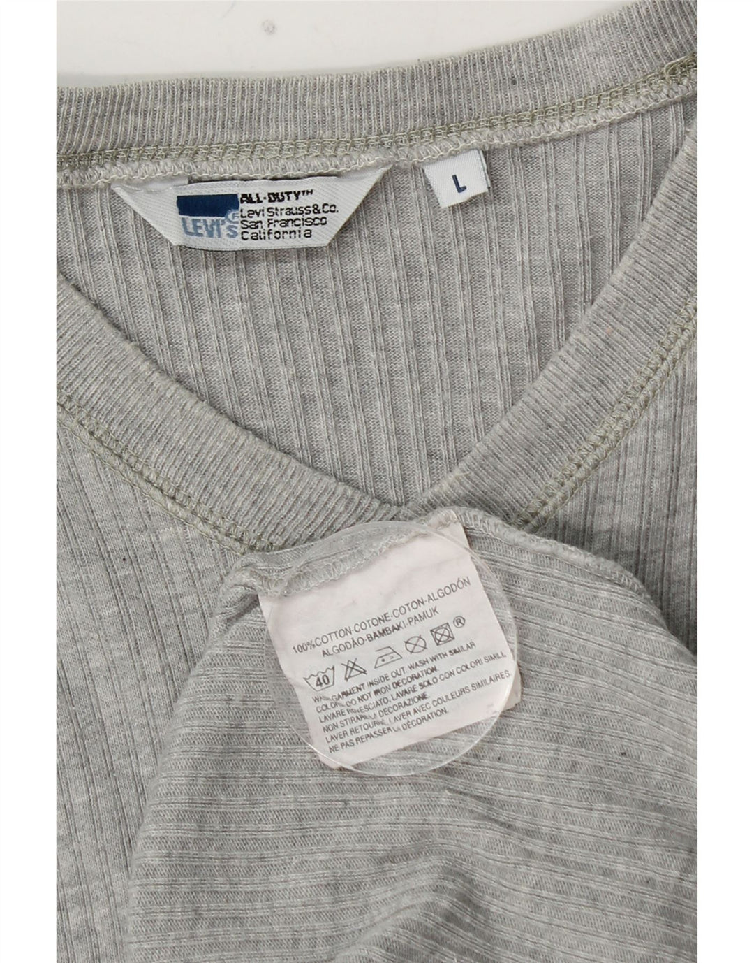 Męski top LEVI'S z długim rękawem, duży, szary, bawełniany