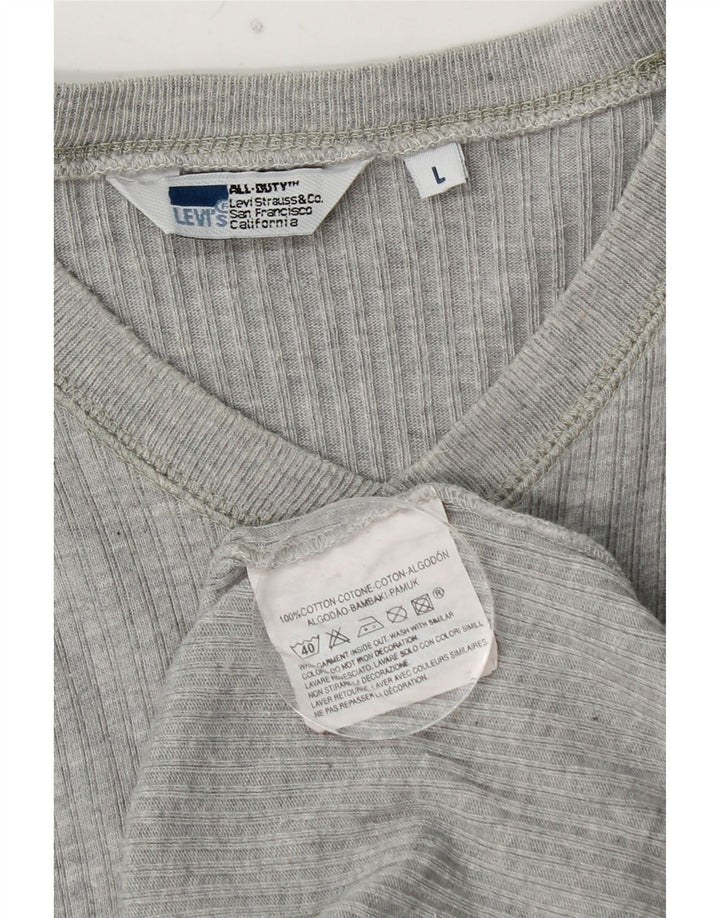 Męski top LEVI'S z długim rękawem, duży, szary, bawełniany
