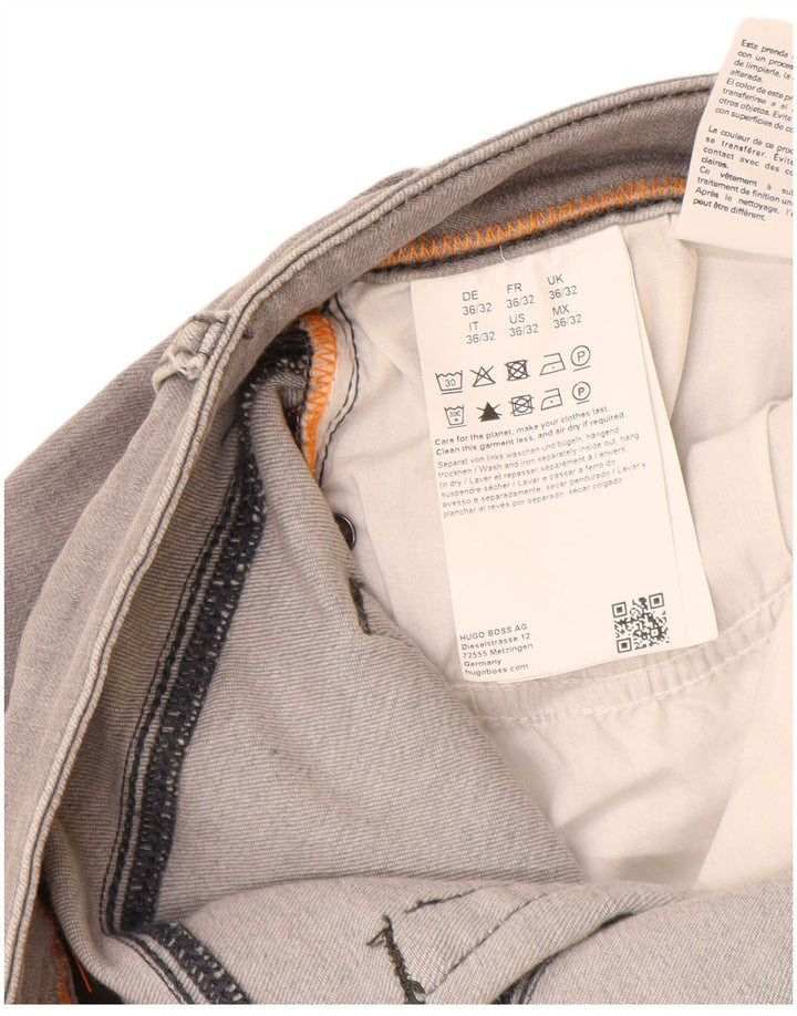 Męskie proste dżinsy Hugo Boss W36 L30 Szara bawełna