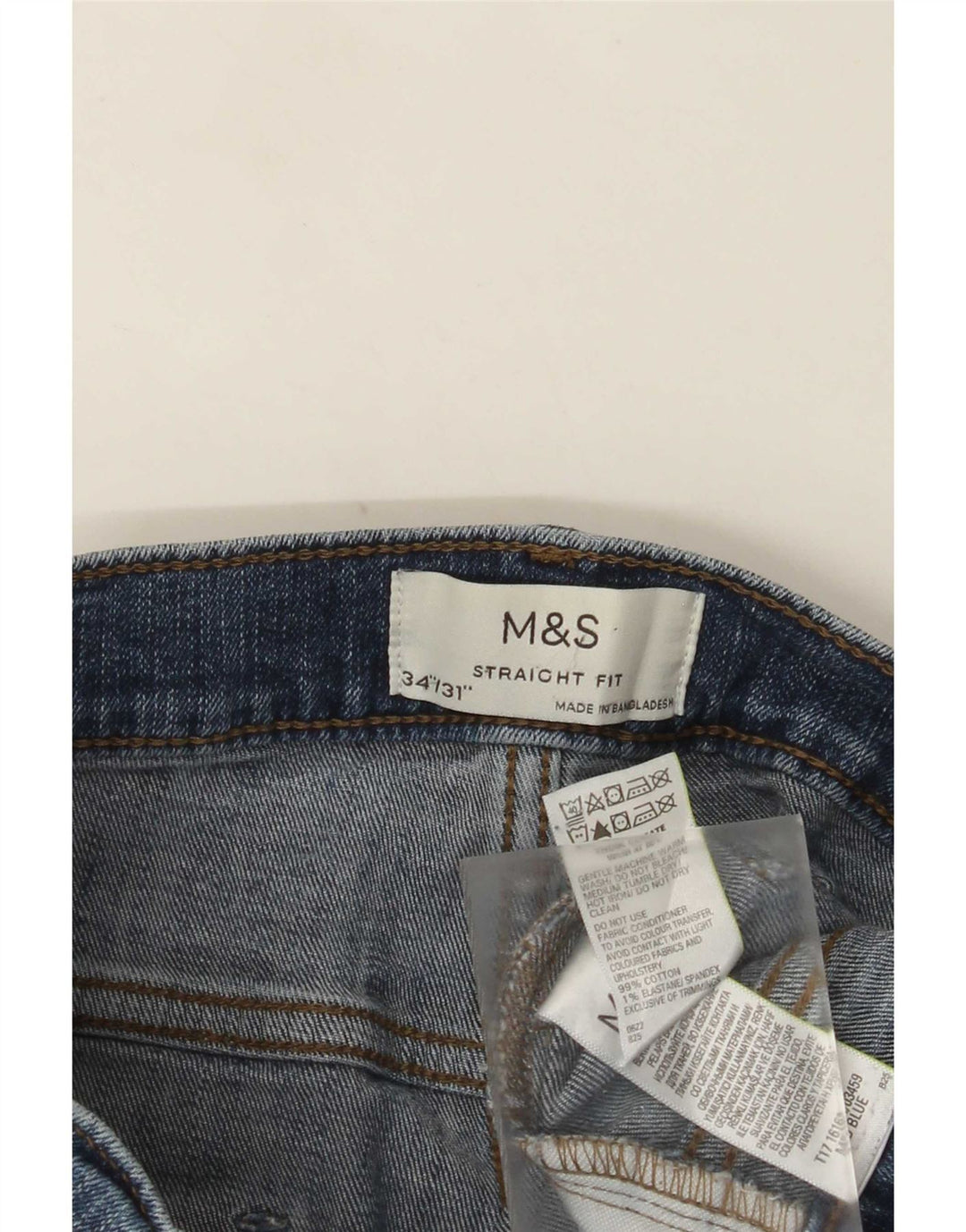Marks & Spencer Męskie proste dżinsy W34 L31 Niebieskie bawełniane