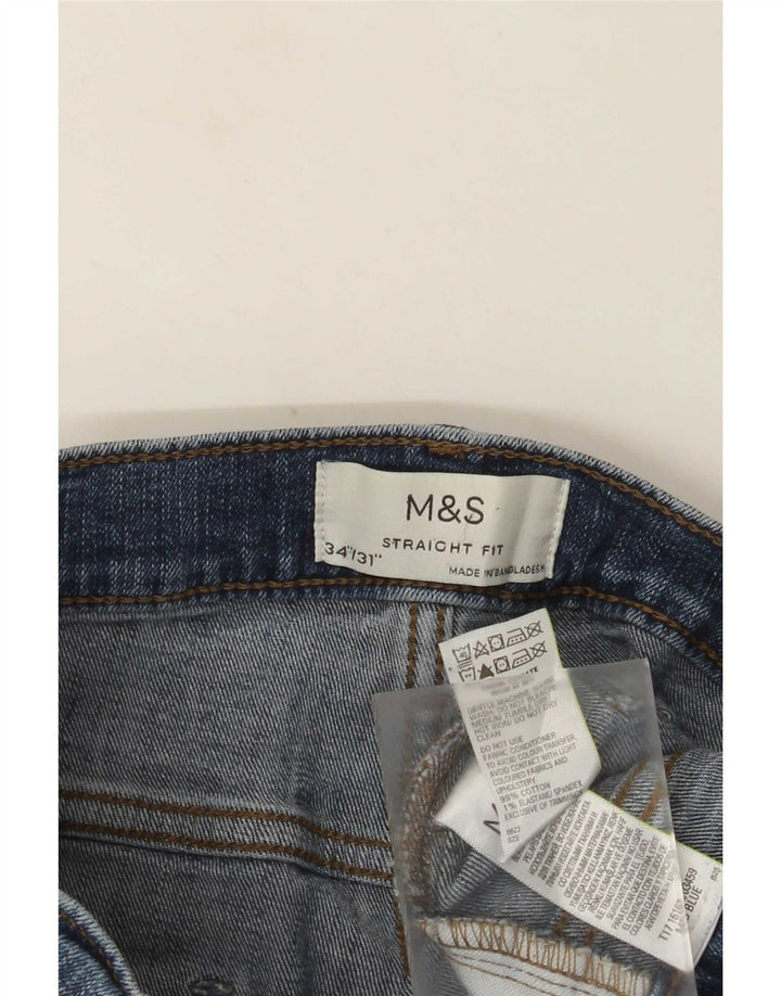 Marks & Spencer Męskie proste dżinsy W34 L31 Niebieskie bawełniane
